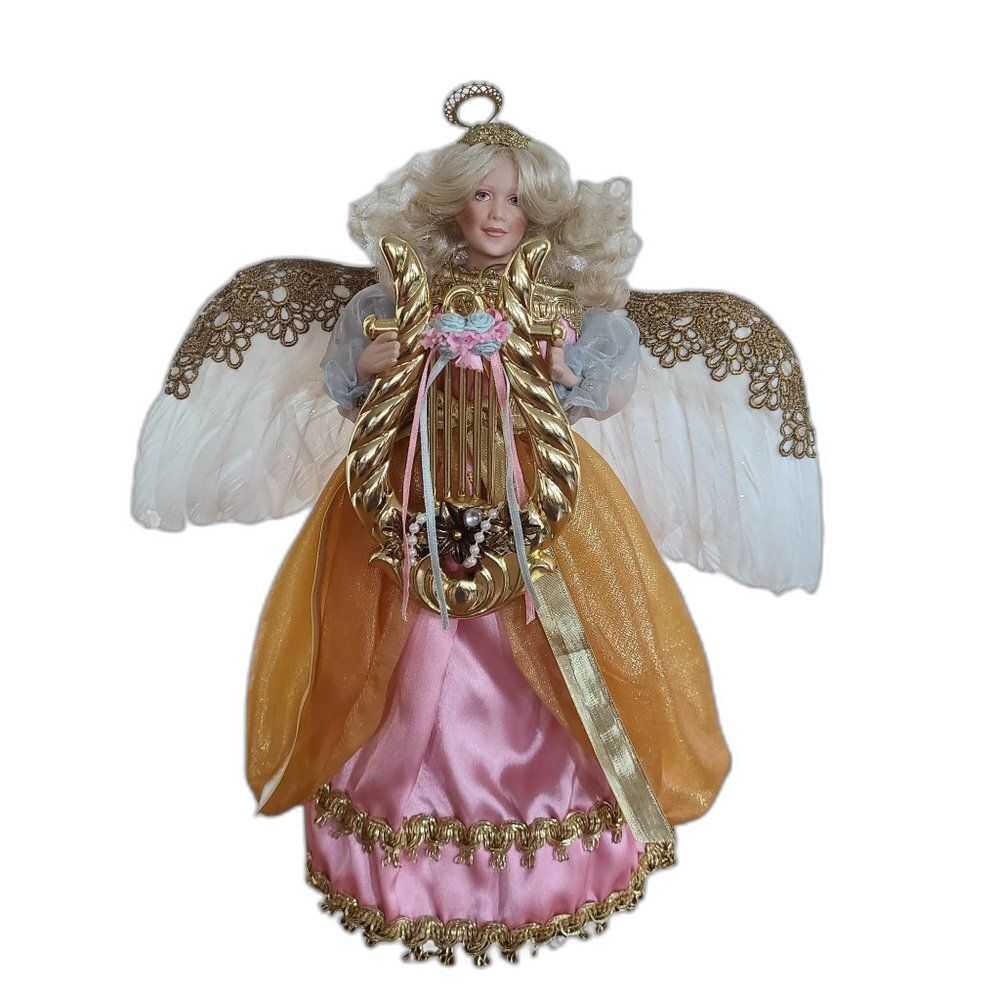 Paradise Galleries Vintage Light Up Porcelain Angel Tree Topper or Shelf Sitter